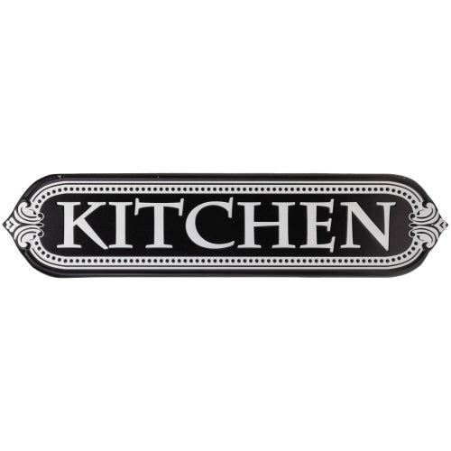 Metal Kitchen Sign, Black & White