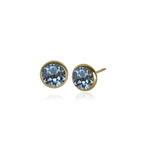 Classic Swarovski Crystal Stud Earrings, Stainless Steel, Sapphire