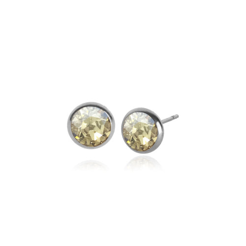 Classic Swarovski Crystal Stud Earrings, Stainless Steel, Champagne