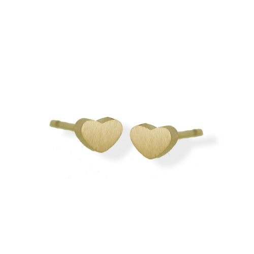 Petite Heart Stud Earrings, Brushed Stainless Steel