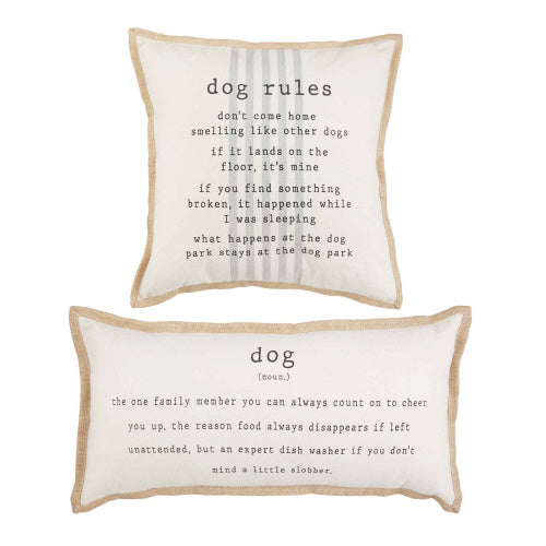 Dog Rules Jute Pillow